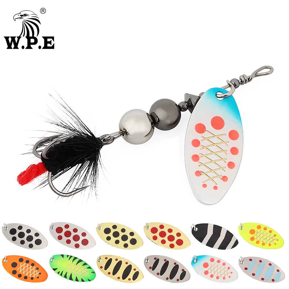 W.P.E Spinner Señuelo Cuchara 6-11g – Anzuelo Triple para Lubina