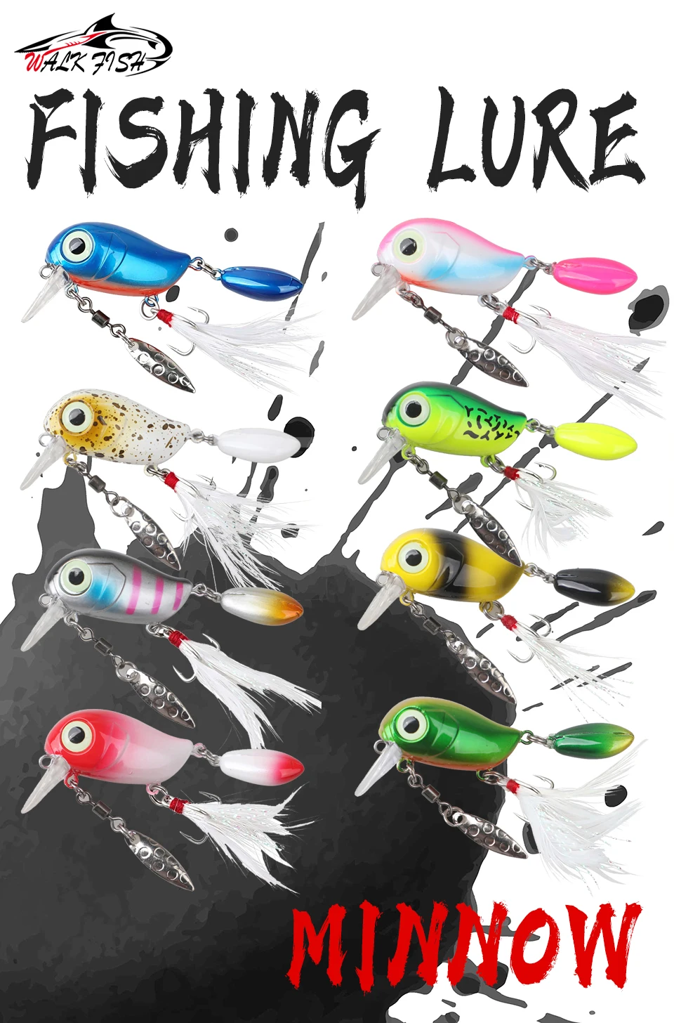 Señuelo WALK FISH minnow con brillo giratorio