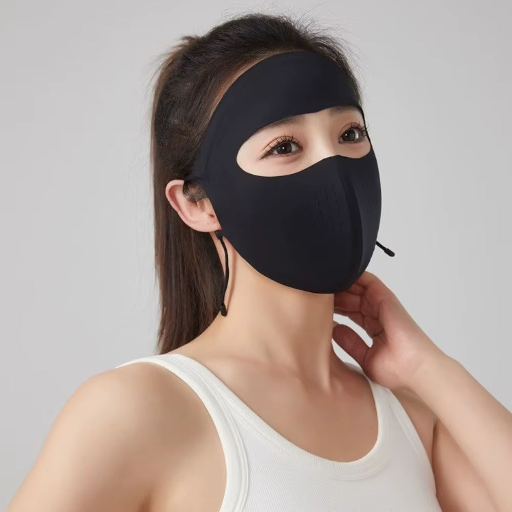 Máscara facial de nylon con protección solar