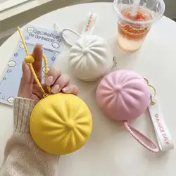 Monedero de silicona con forma de bollo y correa de muñeca