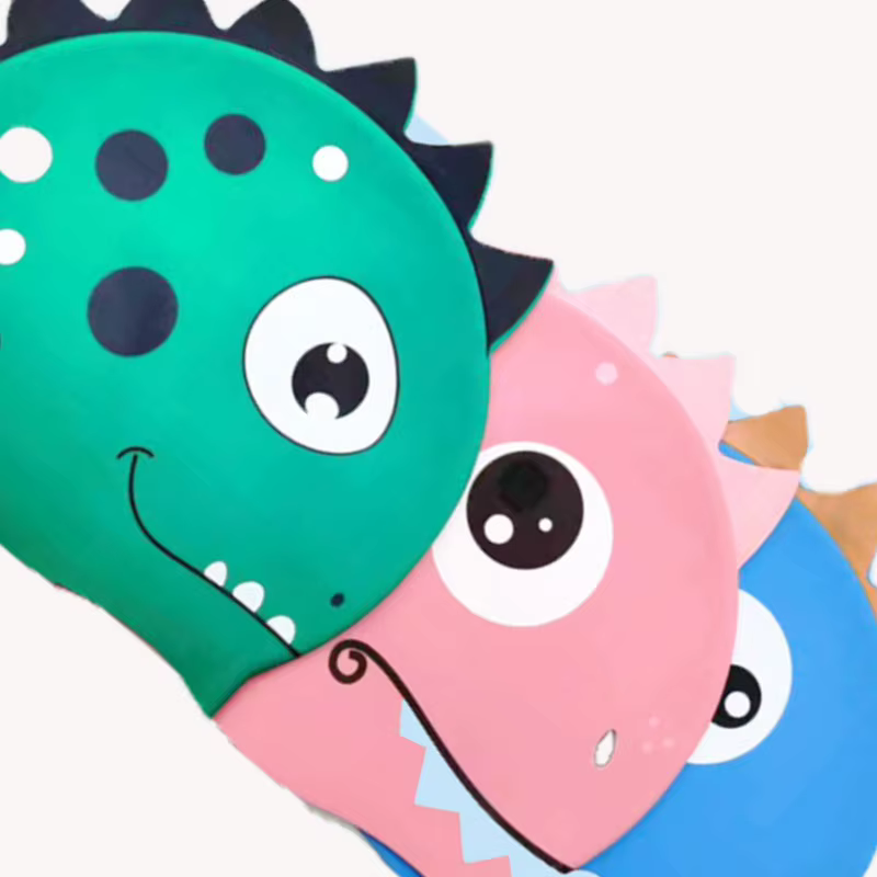 Gorro natación silicona dinosaurio – Elástico resistencia agua adultos niños - imagen 5