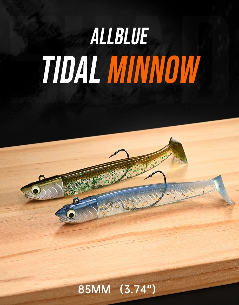 Señuelo ALLBLUE Tidal Minnow negro con cola de paleta
