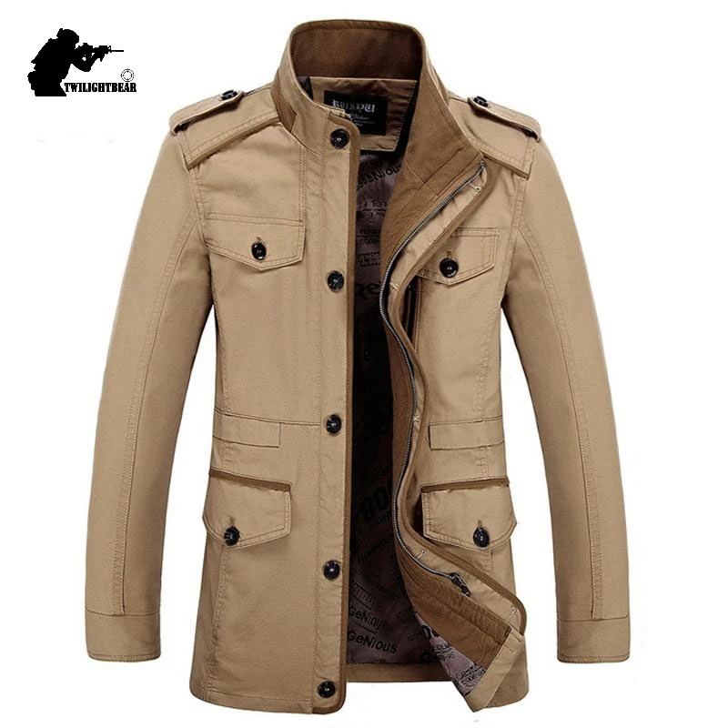 Gabardina larga hombre talla grande en algodón — abrigo casual - imagen 2