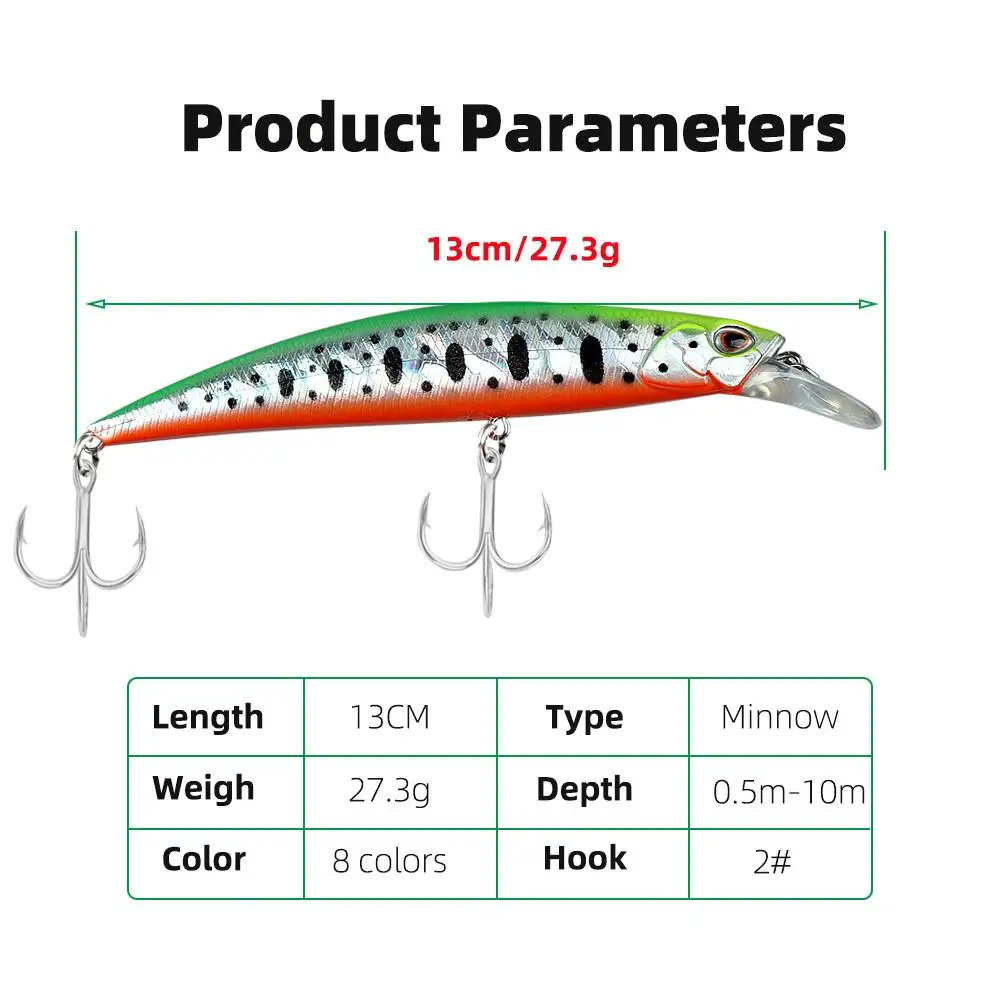 Señuelo Minnow hundible de lance largo con ojos 3D y anzuelo de sangre - imagen 2