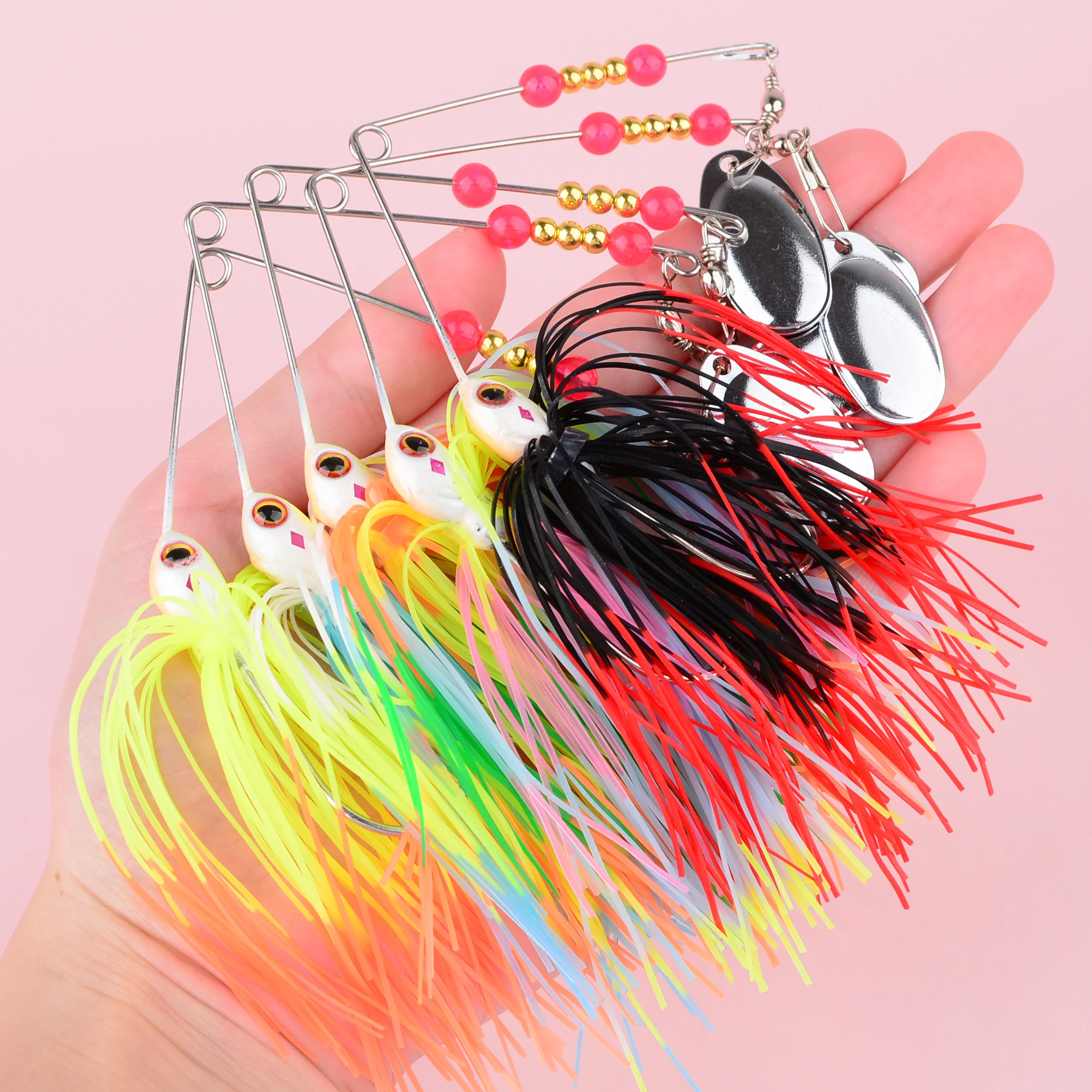 Spinnerbait con faldón para lucio y lubina – cebo metálico giratorio - imagen 2
