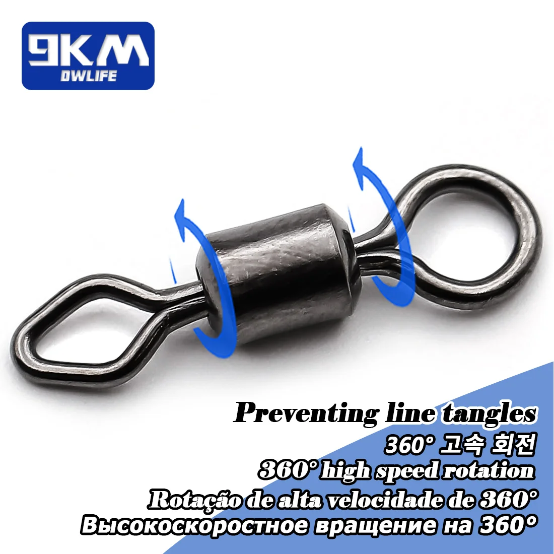 Conector de sedal giratorio en acción