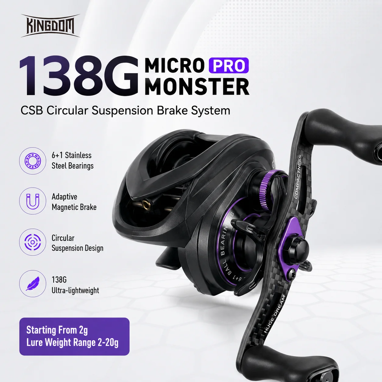 KINGDOM Micro Monster Pro carrete de casting micro bobina poco profunda
