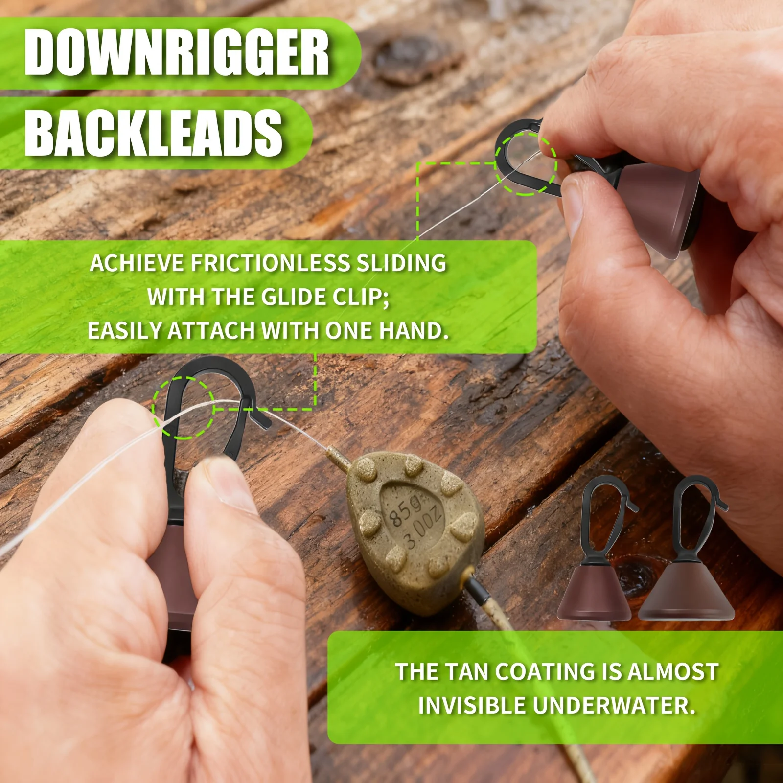 YOTO Plomos downrigger con clip deslizante – caída estable - imagen 4