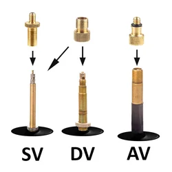 Kit adaptador válvula bicicleta cobre SV AV DV