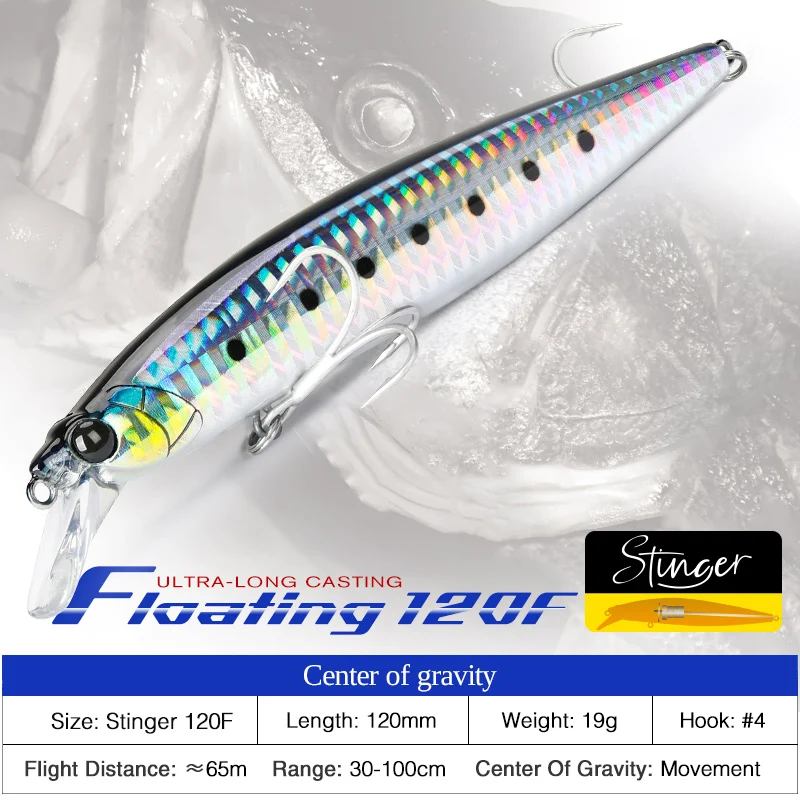 Señuelo TSURINOYA 120F Flotante de Tungsteno – Ultra Largo Alcance