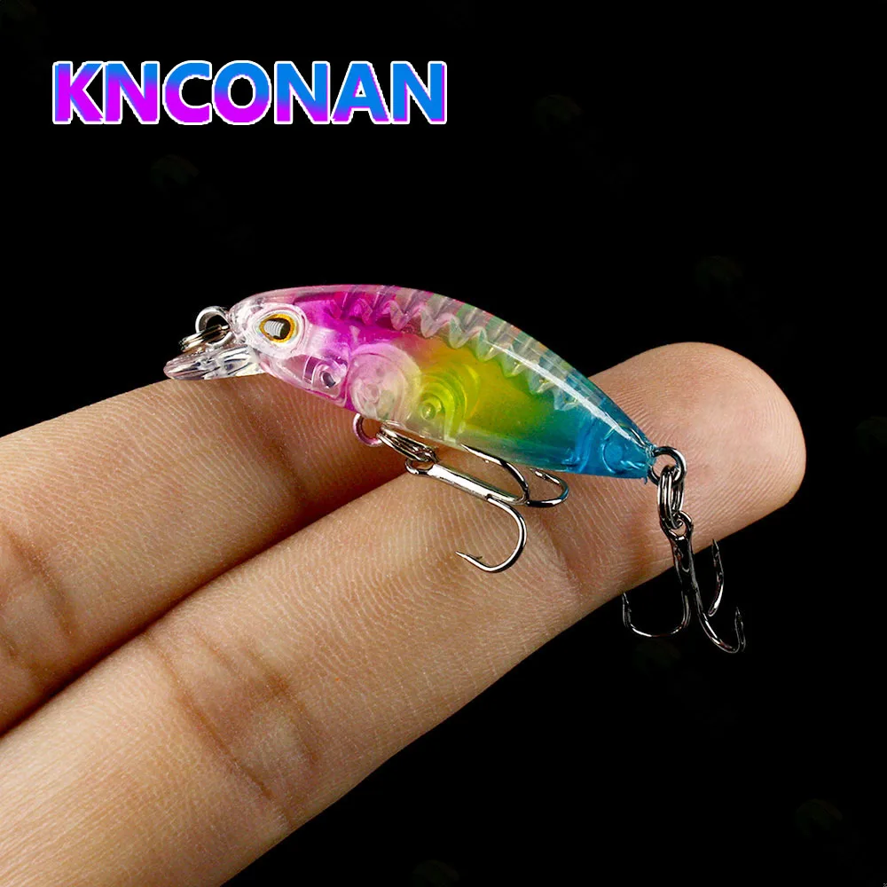 Señuelo Mini Minnow hundimiento lento con ojos 3D imitación lucio