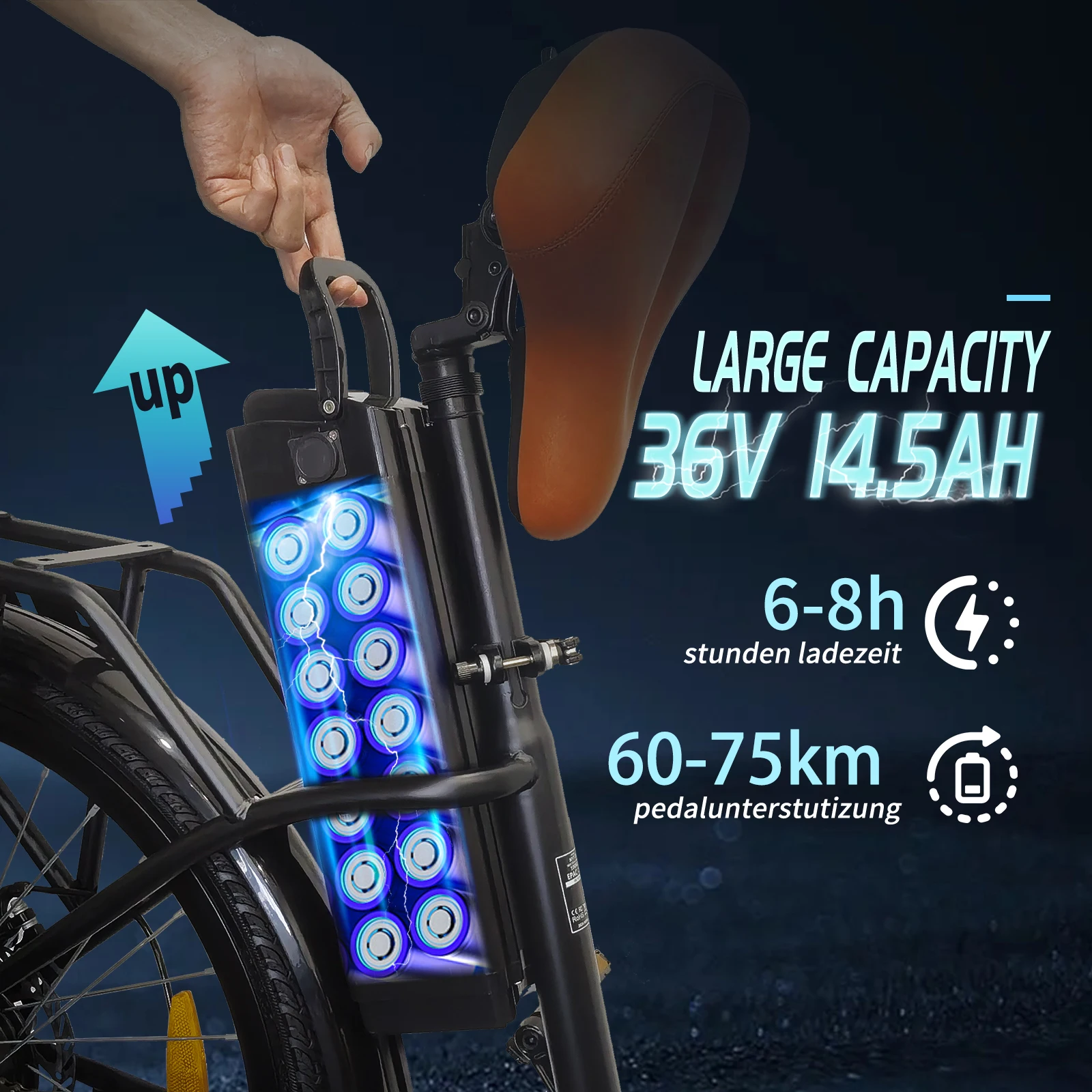 Bicicleta eléctrica retro auxiliar urbana con batería extraíble - imagen 3