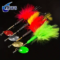 ANFS Cuchara de pesca de cobre con pluma para lucio — señuelo almizcle