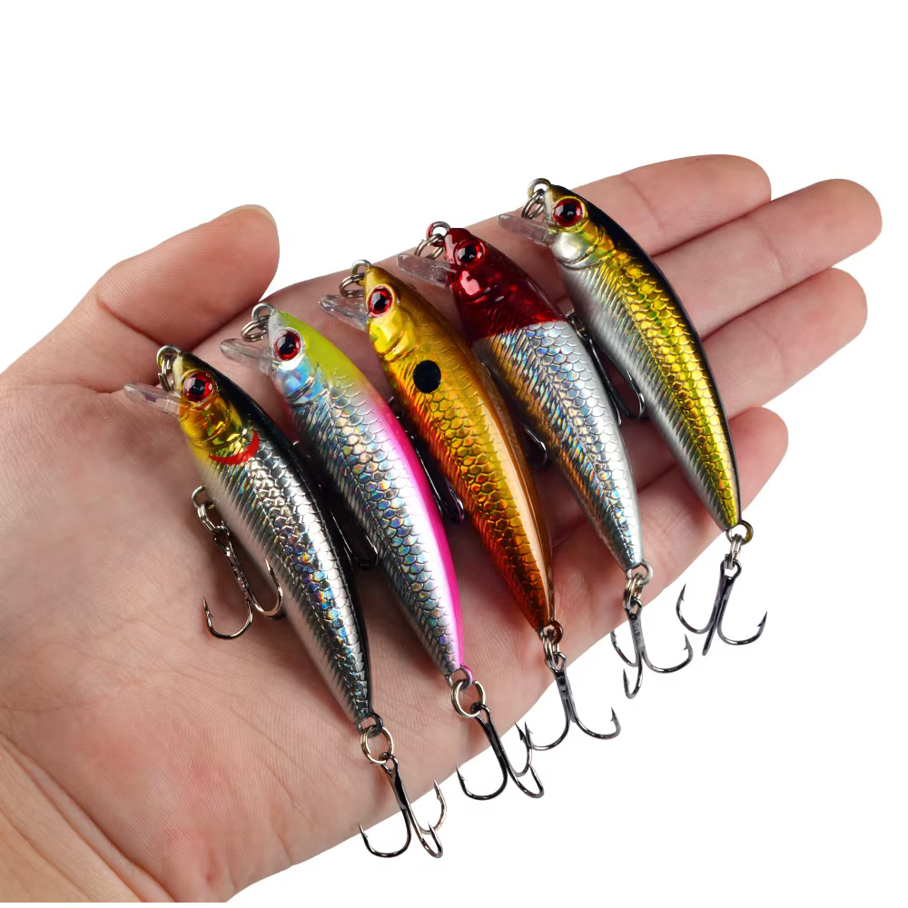 Señuelo Minnow duro con plumas para pesca - imagen 3