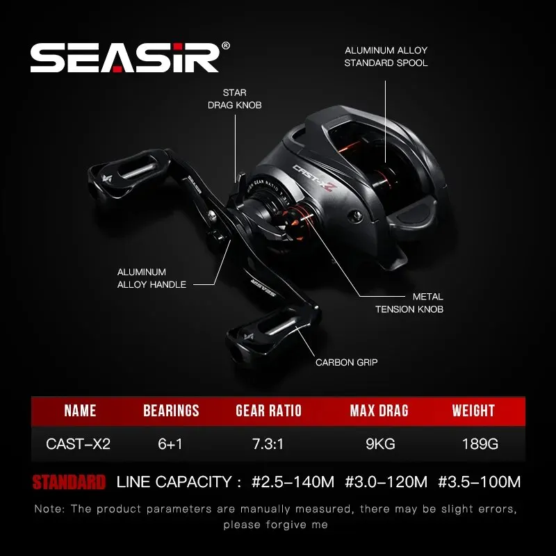 SEASIR Cast X2 — Carrete baitcasting con rodamientos cerámicos - imagen 4
