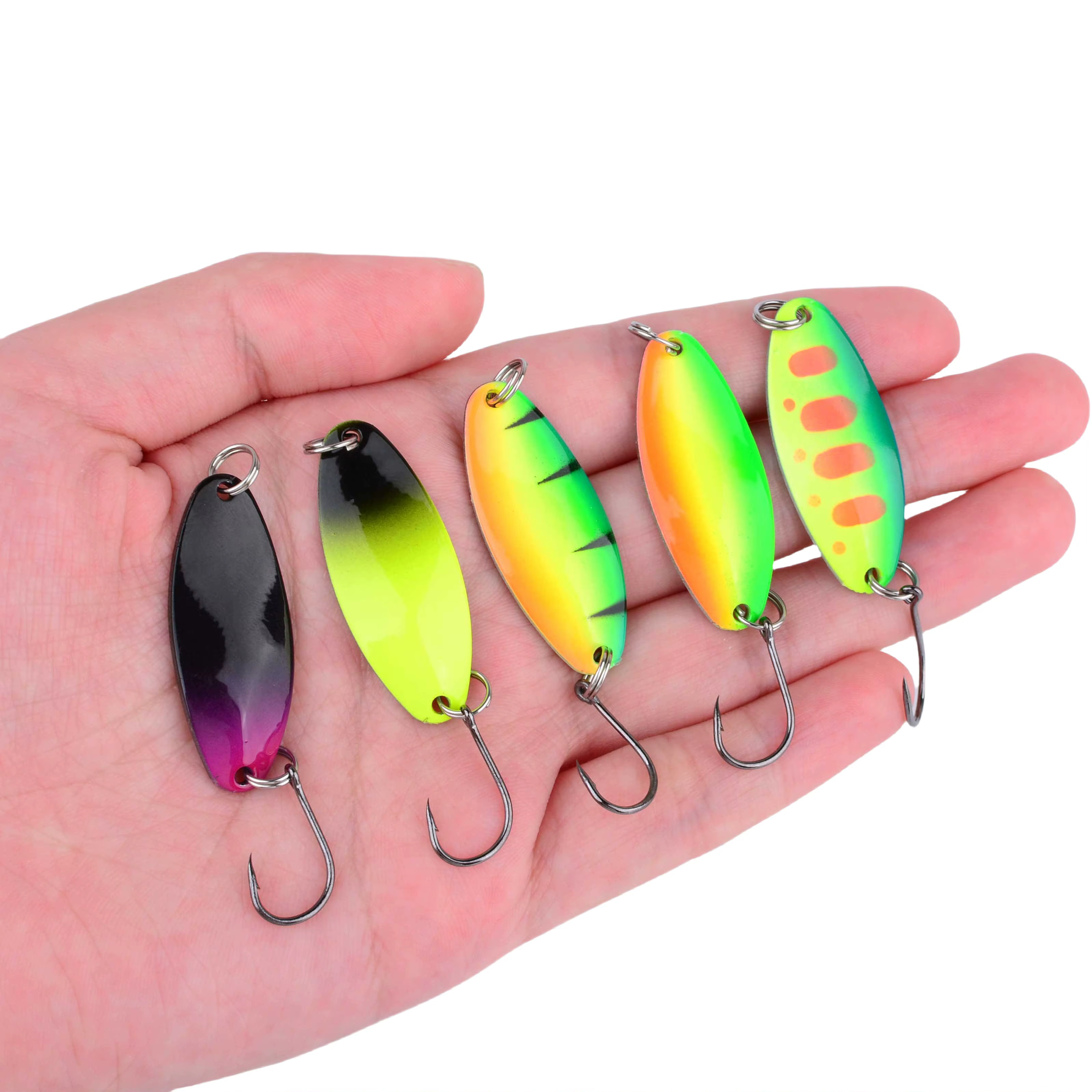 Cucharillas metálicas para trucha – Giratorias coloridas tiro lejano - imagen 4