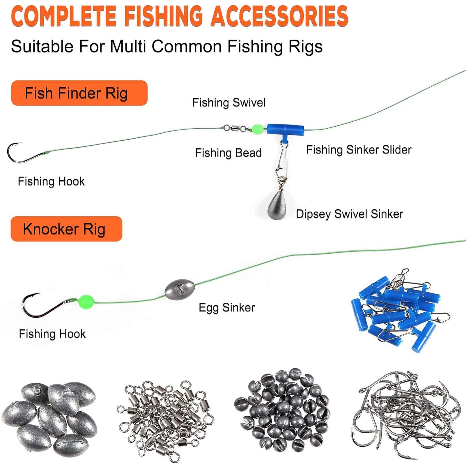Kit accesorios Free Fisher de pesca: plomos, hoja giratoria y anzuelos - imagen 3