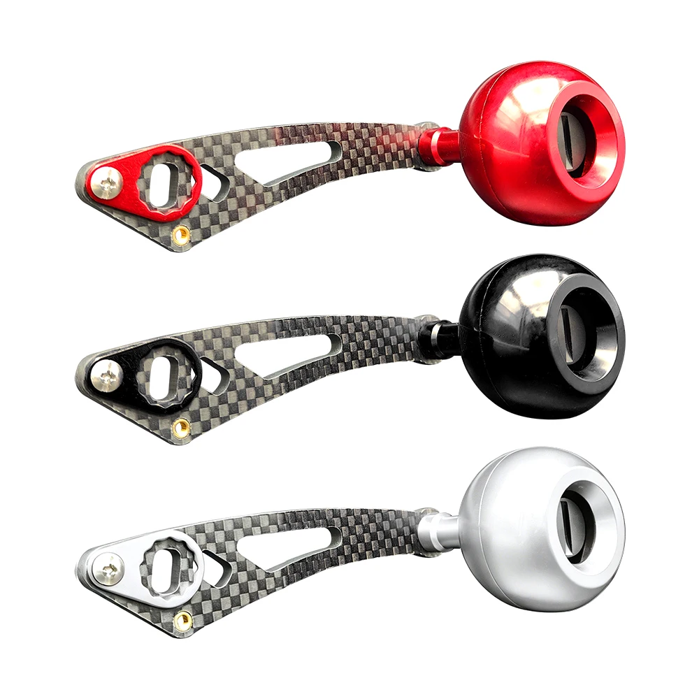Manivela de fibra de carbono para carrete de pesca, perilla metálica - imagen 2