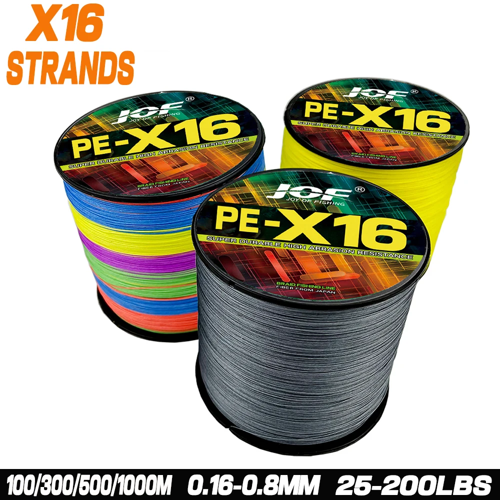 JOF Sedal Trenzado PE 16 hebras – Resistencia 25-200 lbs mar