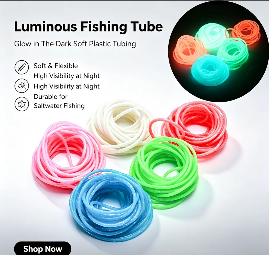 Tubos luminosos pesca nocturna anti-mordeduras de goma fluorescente