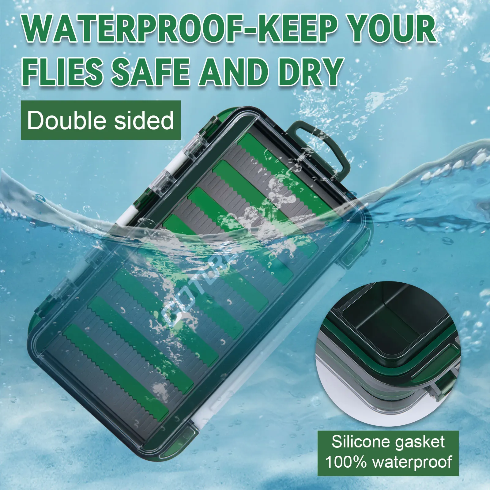 Goture caja de pesca con mosca portátil impermeable con tapa doble - imagen 4