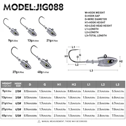 Anzuelos Jig Head Sunlure con ojos 3D y púas de acero carbono