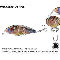 Minnow flotante UV con ojos 3D y cascabeles para black bass y trucha