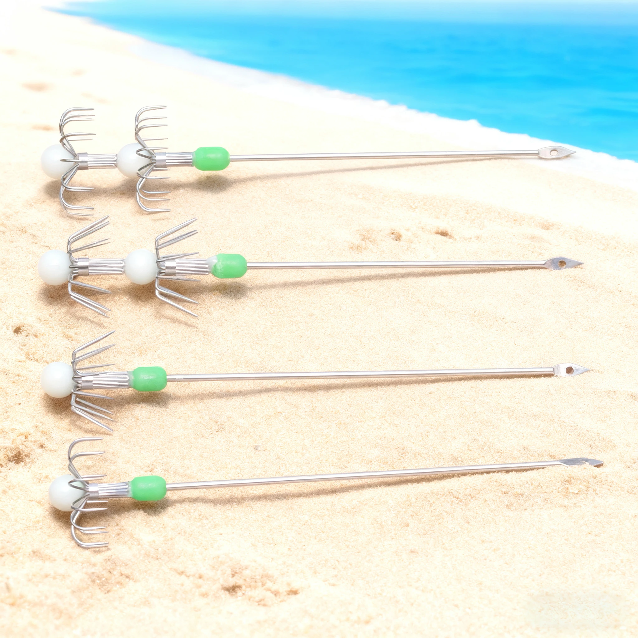 Anzuelos luminosos para pesca de calamar de mango largo - imagen 4