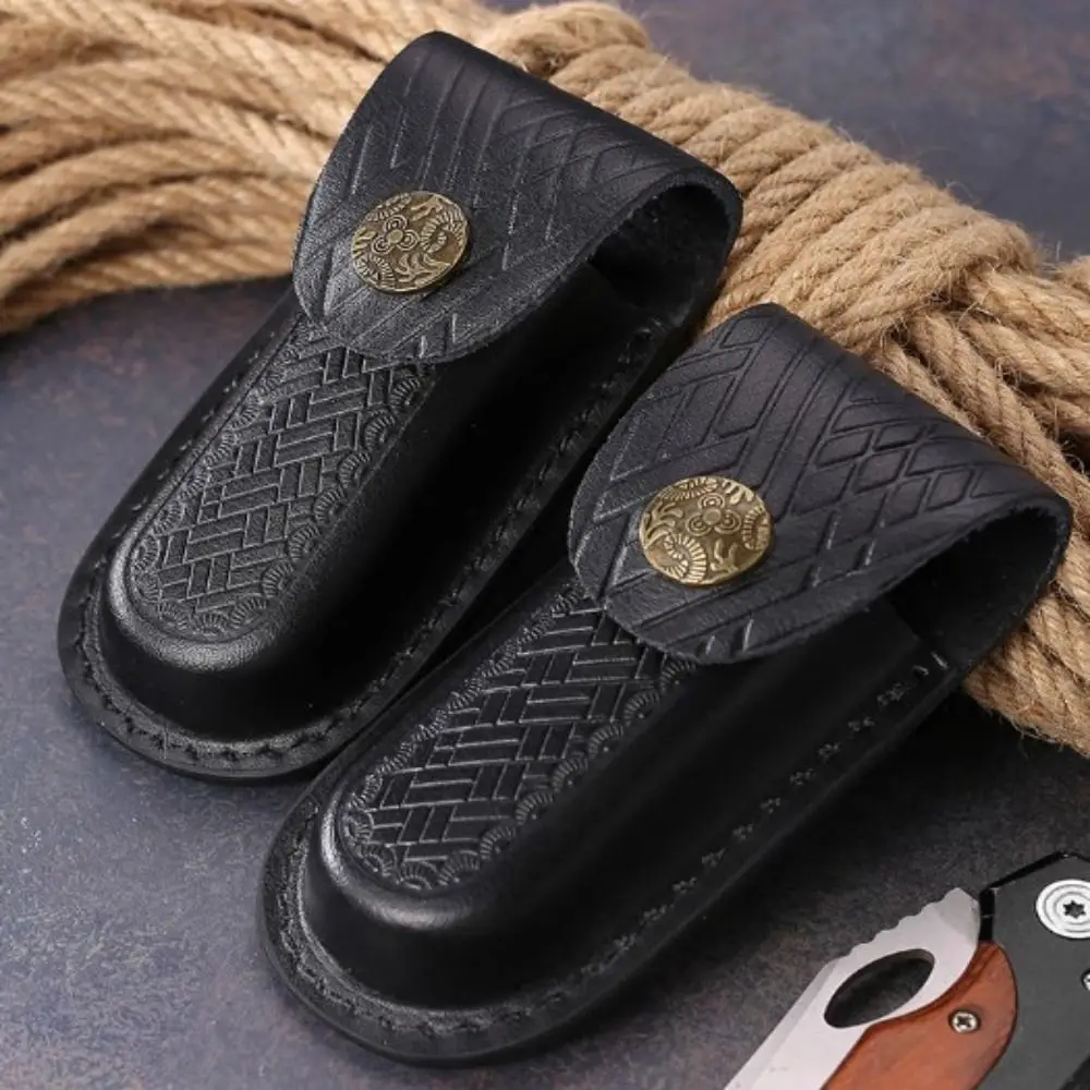 Funda para cuchillo de cintura negra plegable de cuero para exteriores - imagen 5