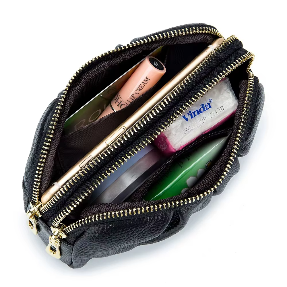 Cartera larga cuero PU pescadora – Bolso mano cremallera