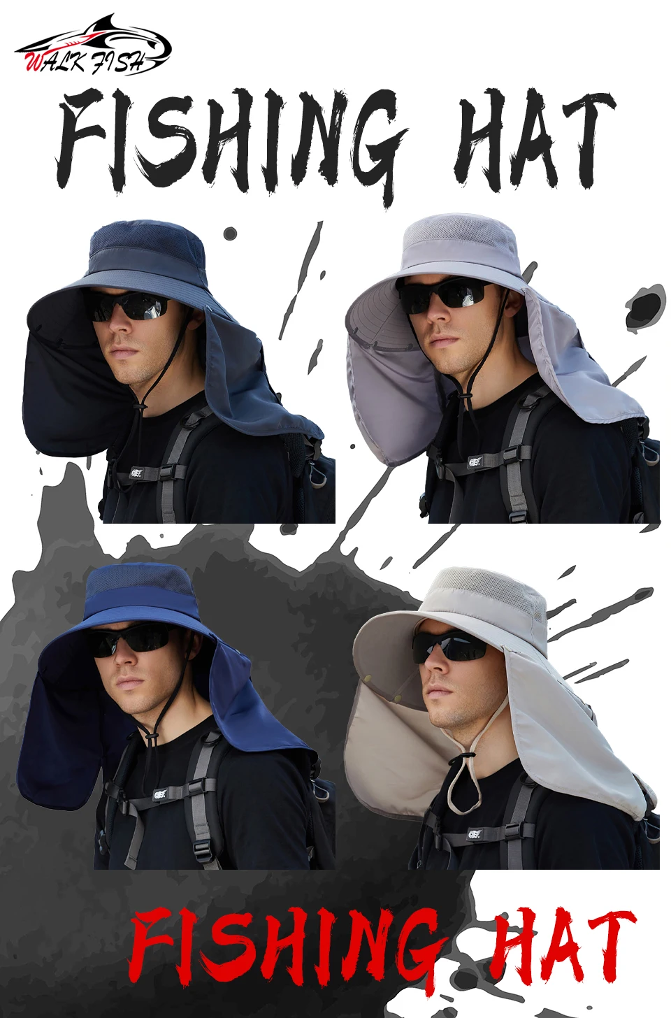Gorra de pesca con protección solar y visera