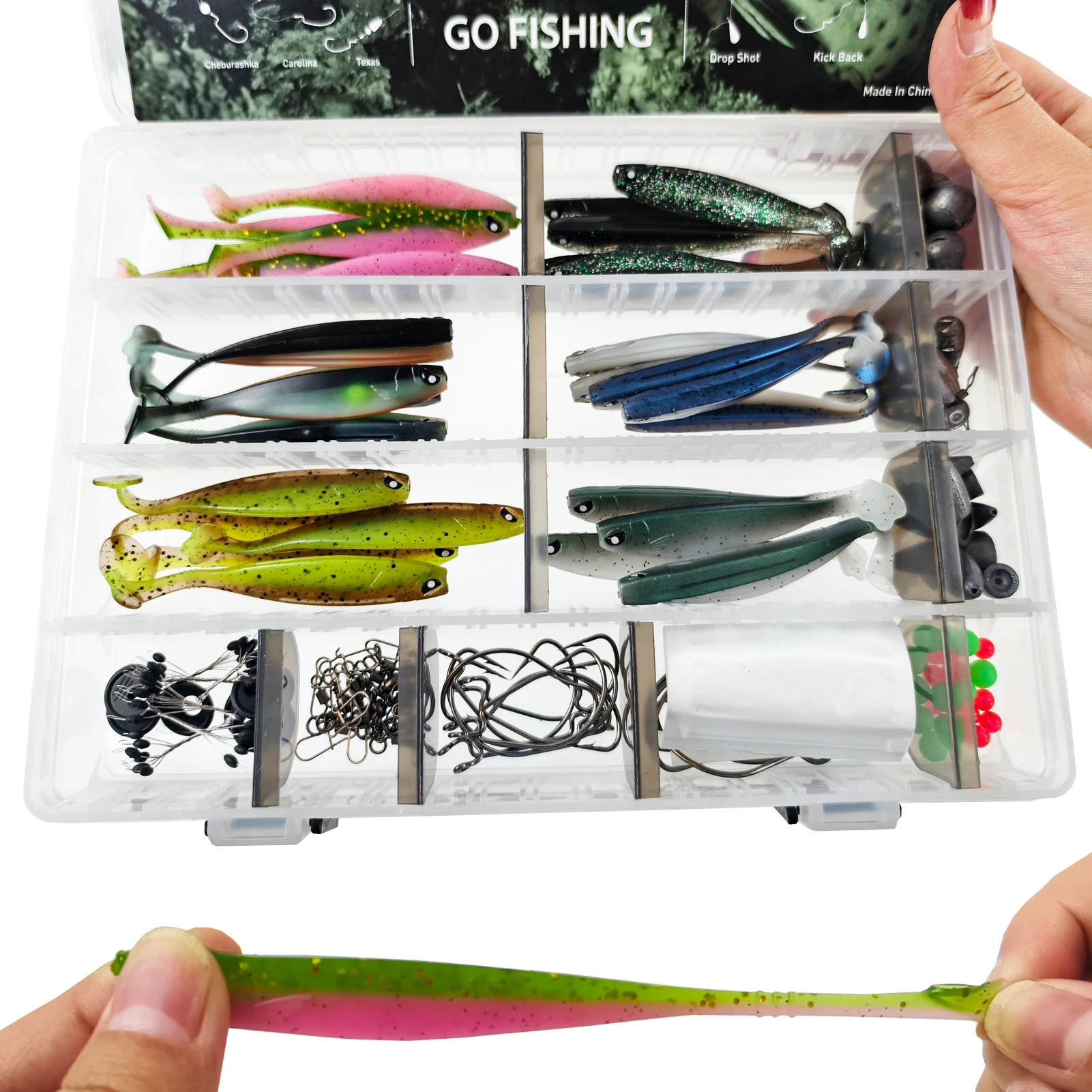 Kit de señuelos FREE FISHER con vinilos y jig head para pesca - imagen 2