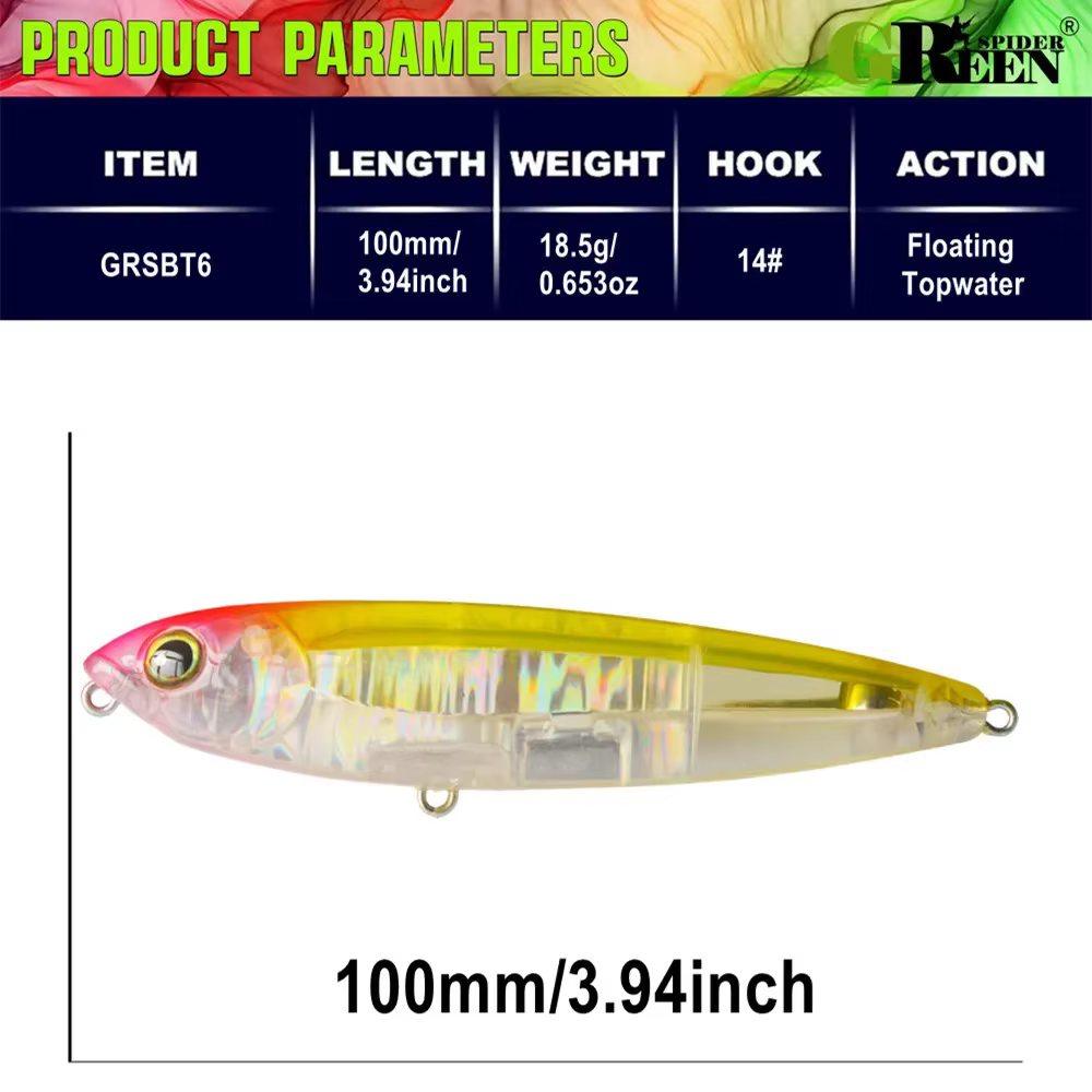 GREENSPIDER señuelo lápiz Topwater para lucio y lubina en superficie - imagen 5