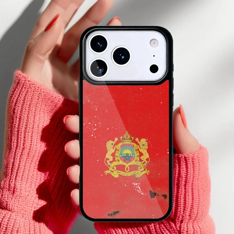 Detalle del escudo marroquí bordado en la funda