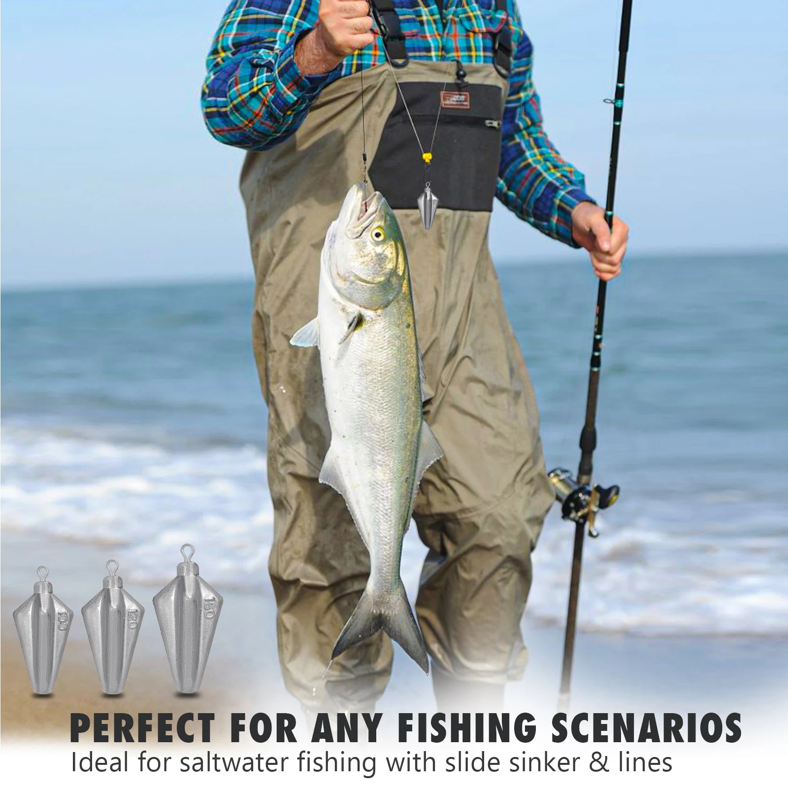 Plomo de pesca THKFISH forma palomita vista frontal
