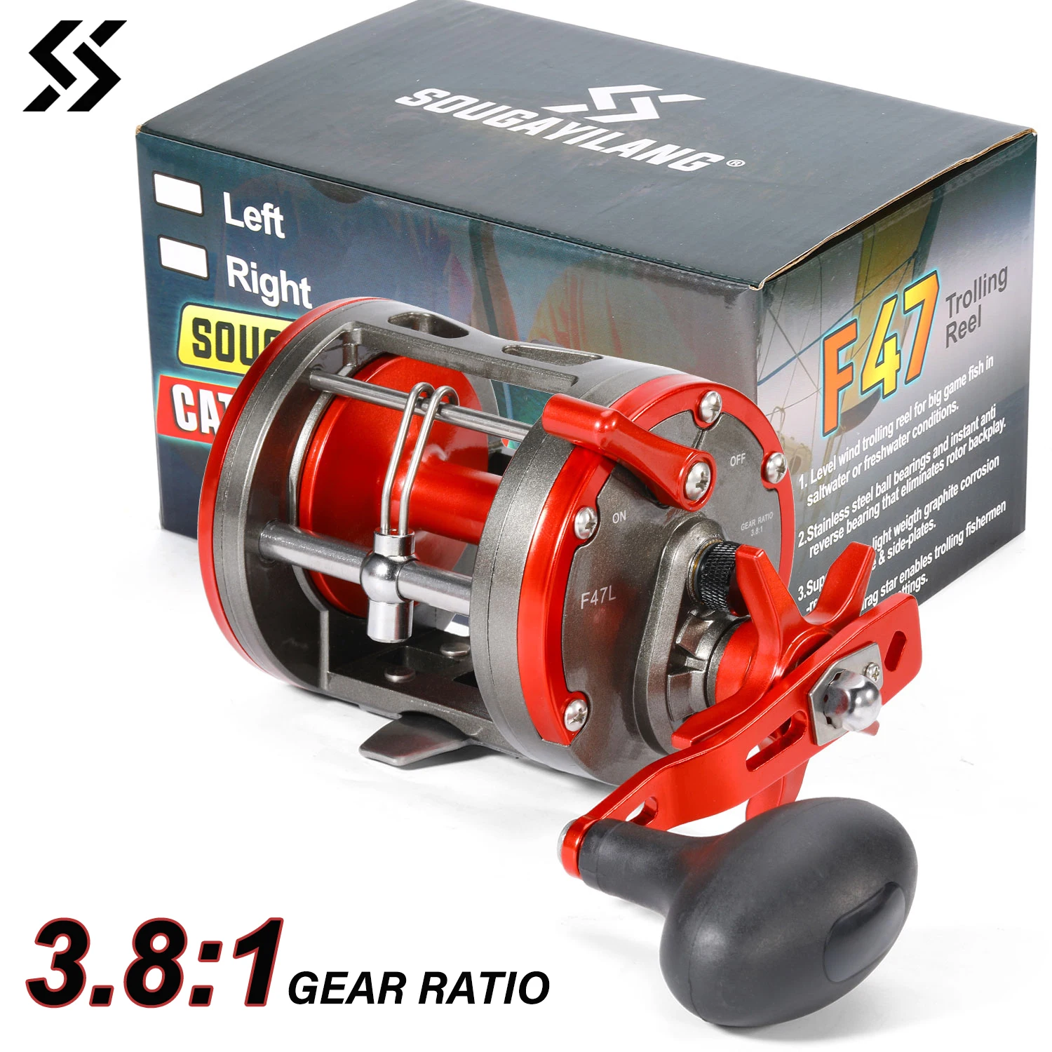Carrete Baitcasting Sougayilang F47 para agua salada – grandes capturas - imagen 5