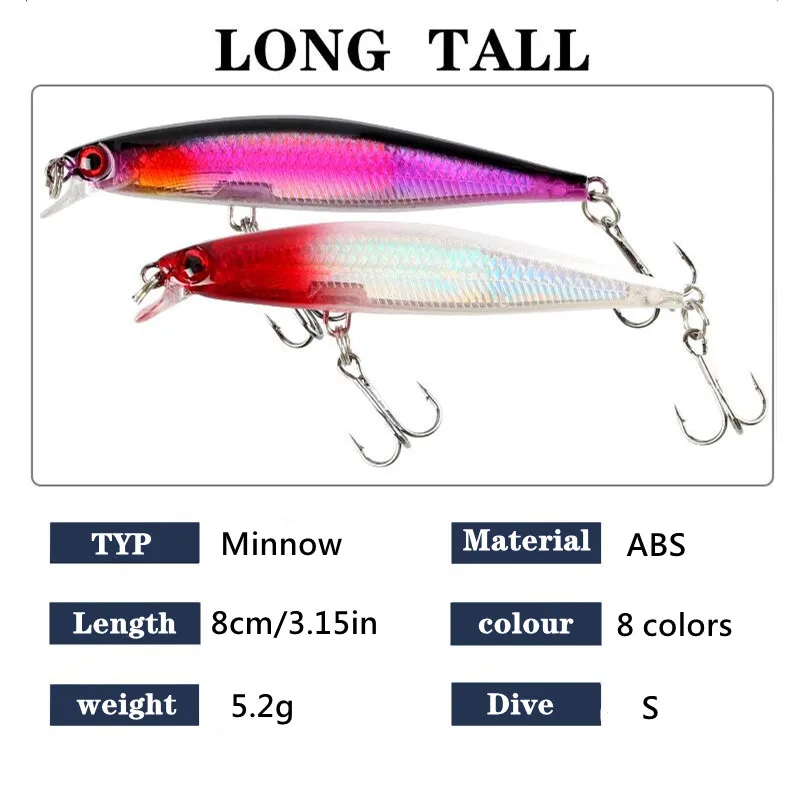 Señuelo Wobbler Minnow ojos 3D para lubina y carpa de plástico - imagen 4