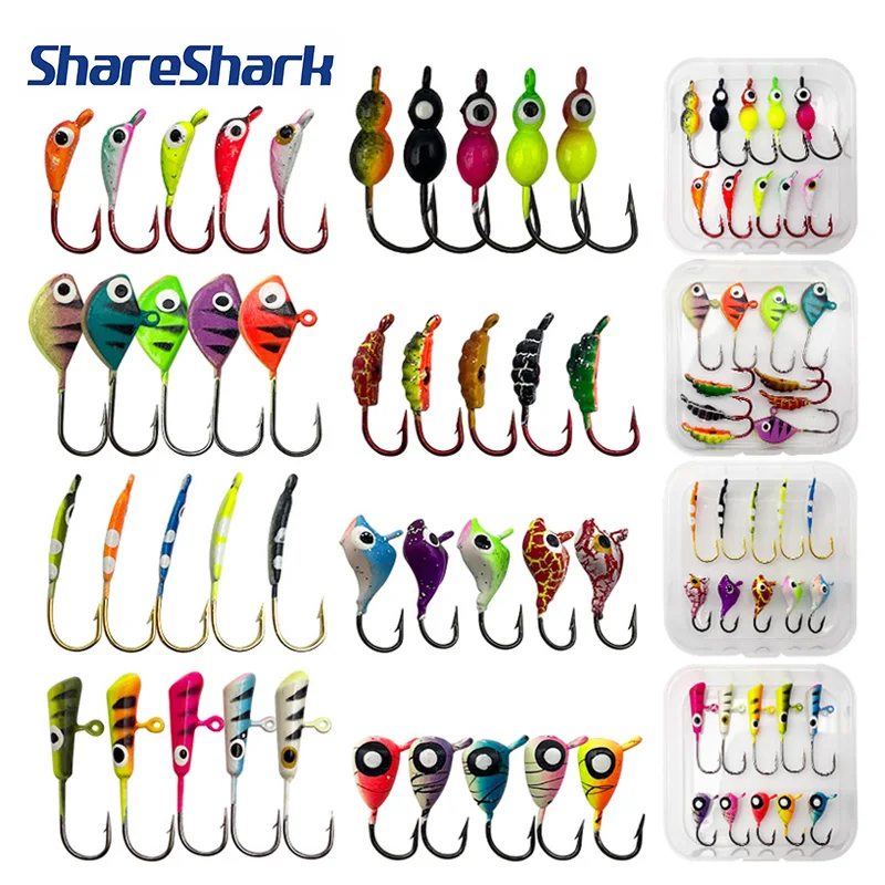 Anzuelos Jig Head luminosos ShareShark mini para pesca de hielo