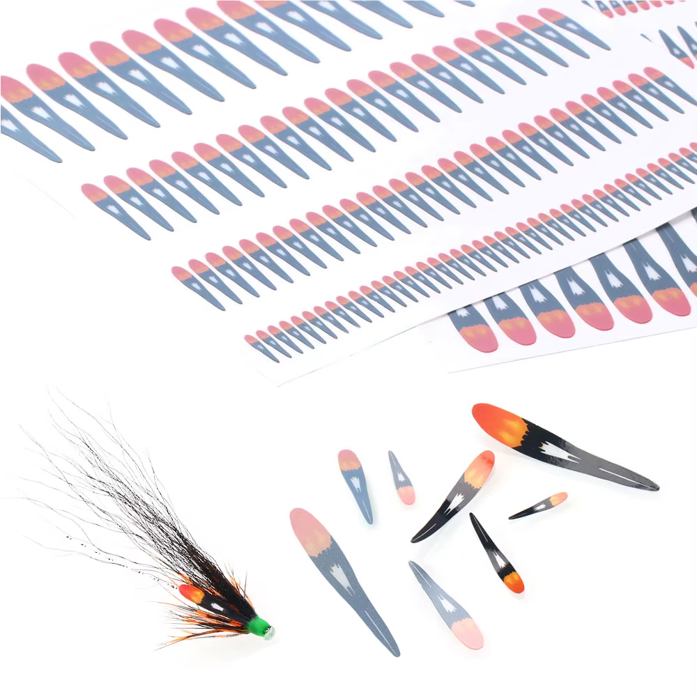 Bimoo Ojo de Gallo – Plumas artificiales precortadas para mosca húmeda - imagen 2
