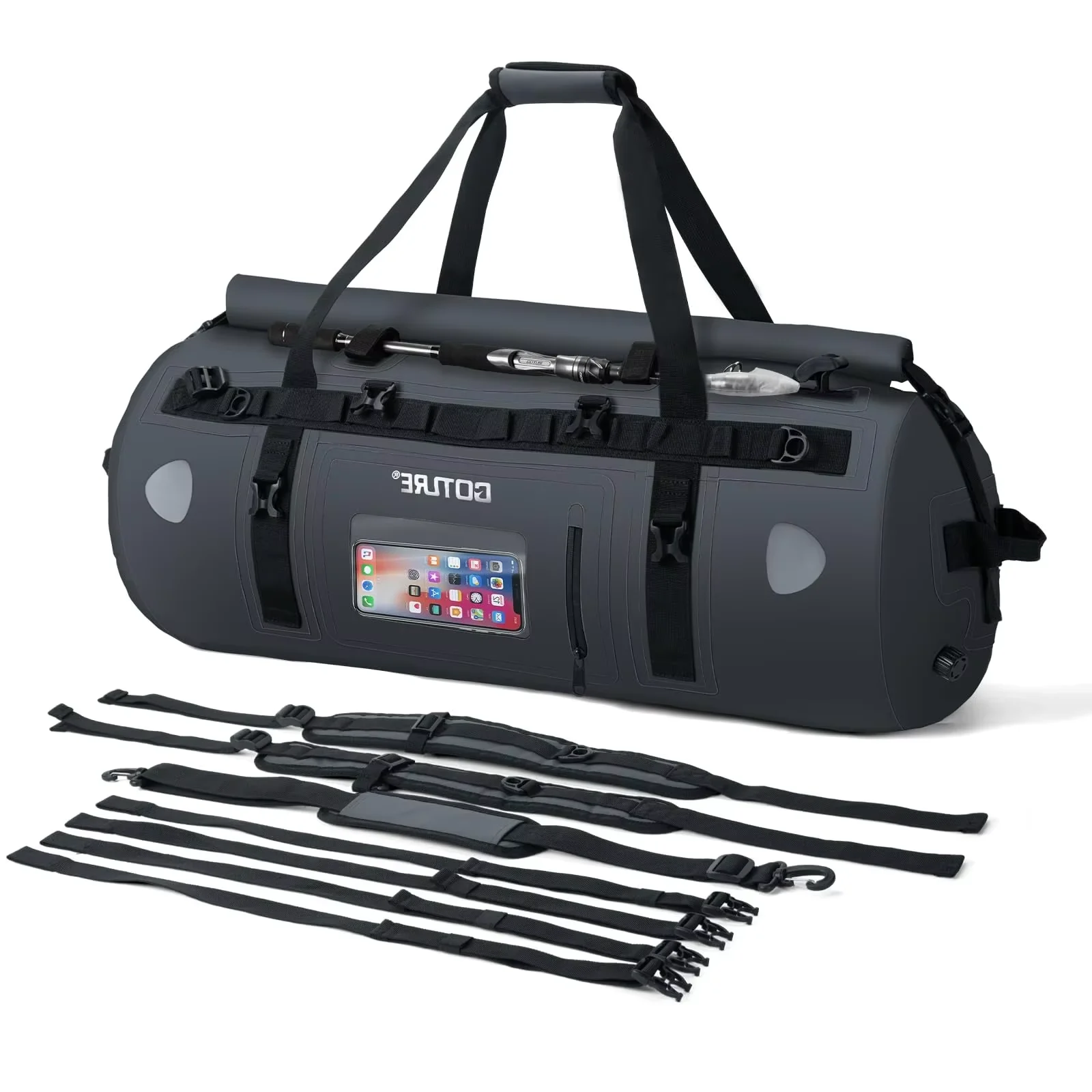 Bolsa impermeable para moto con soporte para cañas de pesca