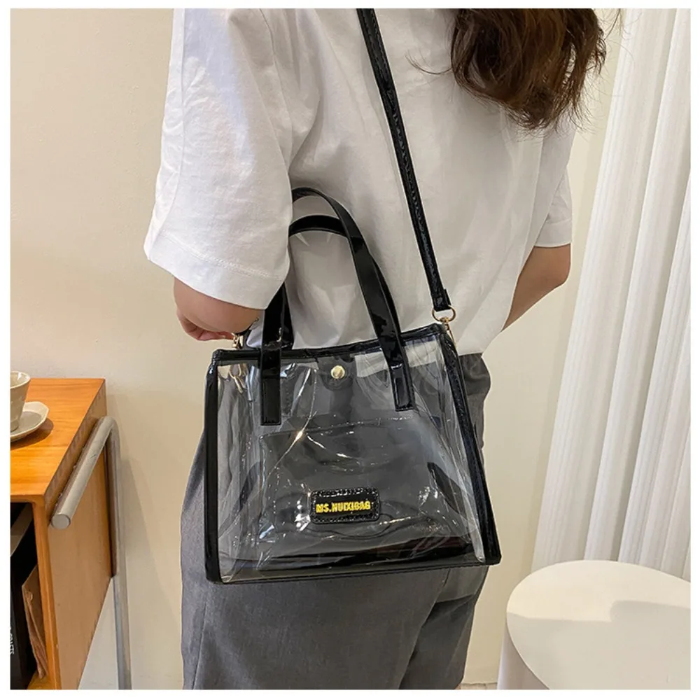 Bolso cruzado de PVC transparente, vista frontal