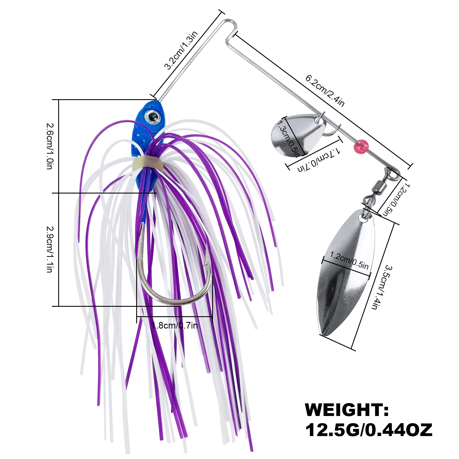 Señuelos Buzzbait FREE FISHER para lubina con faldas de goma - imagen 4