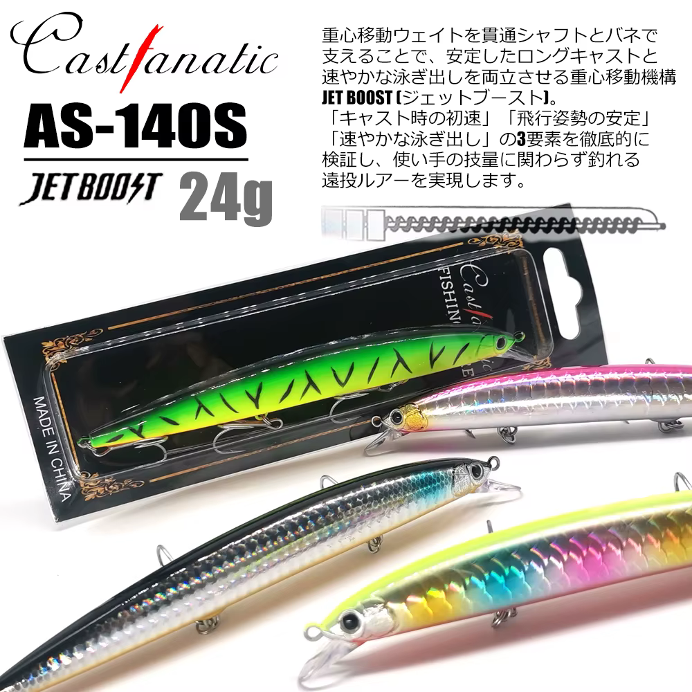 CASTFANATIC Jerkbait Minnow AS140S – Señuelo hundimiento lento lubina - imagen 2