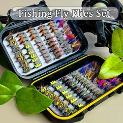 Kit de moscas de pesca con mosca surtido secas, húmedas y ninfas