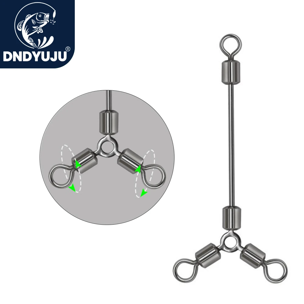 Giratorios de 3 vías con rodamiento DNDYUJU para pesca deportiva