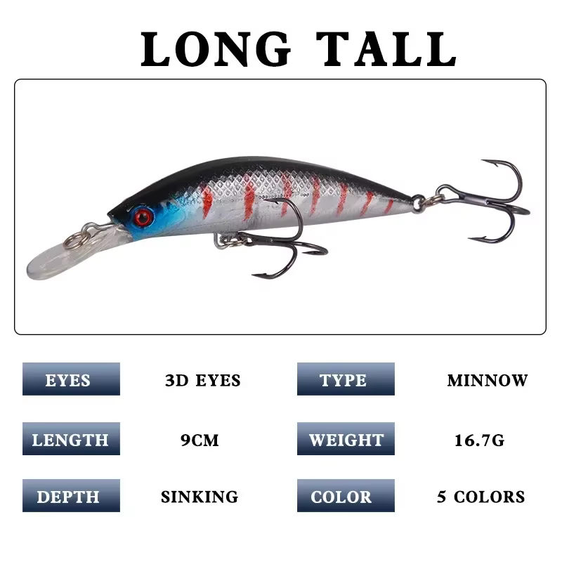 Crankbait Minnow 90mm 16,7g olhos 3D