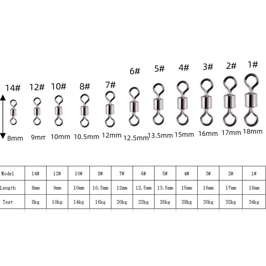 Conectores giratorios de anillo sólido para señuelos – 11 tallas - imagen 2