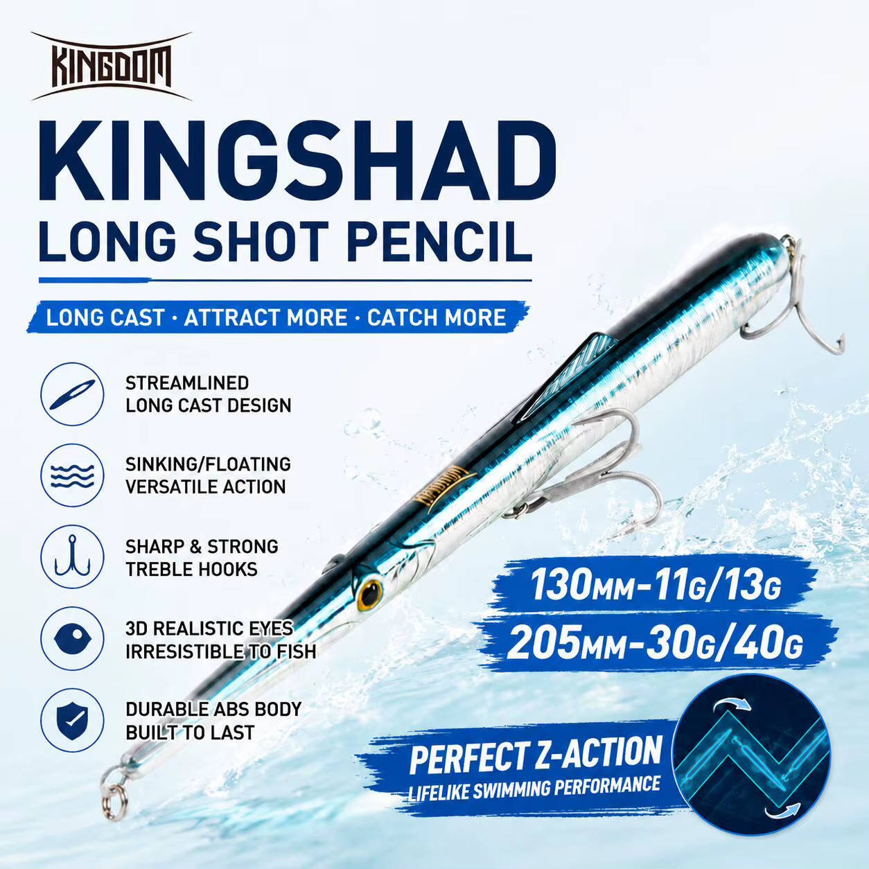 Kingdom Wobbler flotante – Señuelo de superficie para lubina - imagen 3