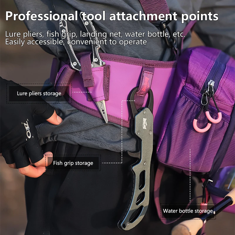 Bolsa impermeable de pesca multifuncional morada, riñonera y mochila - imagen 5
