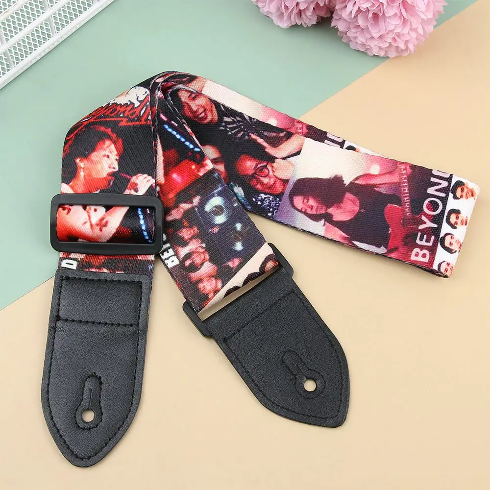 Correa de guitarra de nailon ajustable con extremos PU, multicolor - imagen 3